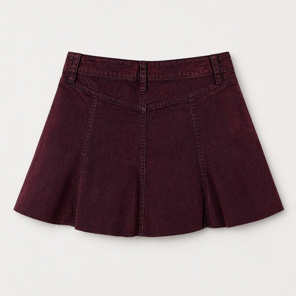 Wild Fable Womens Burgundy Flocked Denim Mini Skirt Size 17 Y2K - Picture 3 of 6